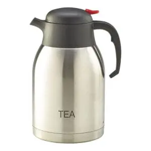 Genware Vacuum Jug Tea Inscribed Stainless Steel 2 Litre
