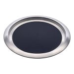 Serving Tray 18/10 Stainless Steel with Integrated Non Slip Silicone Mat 35cm Serving Tray 18/10 Stainless Steel with Integrated Non Slip Silicone Mat 35cm
